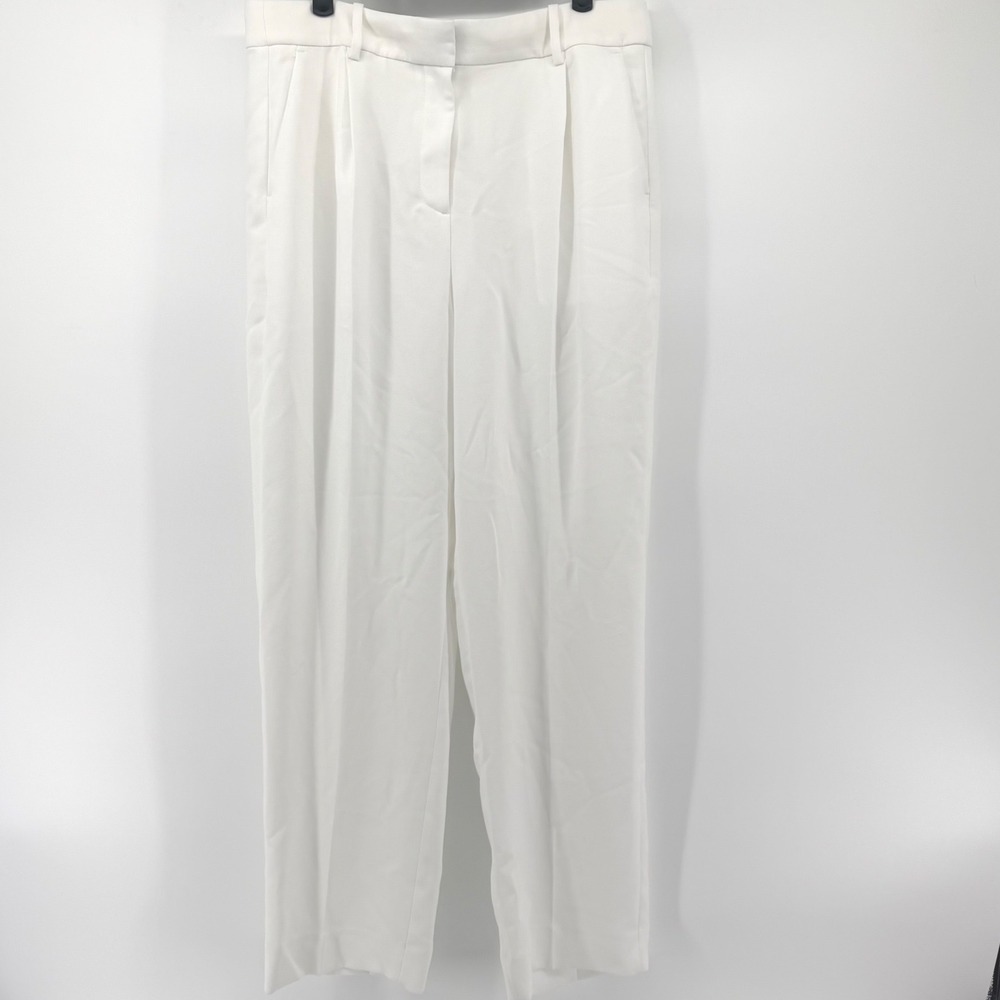 J Crew Essential Pants City Crepe White Pleated Womens 10 Career Work Trousers